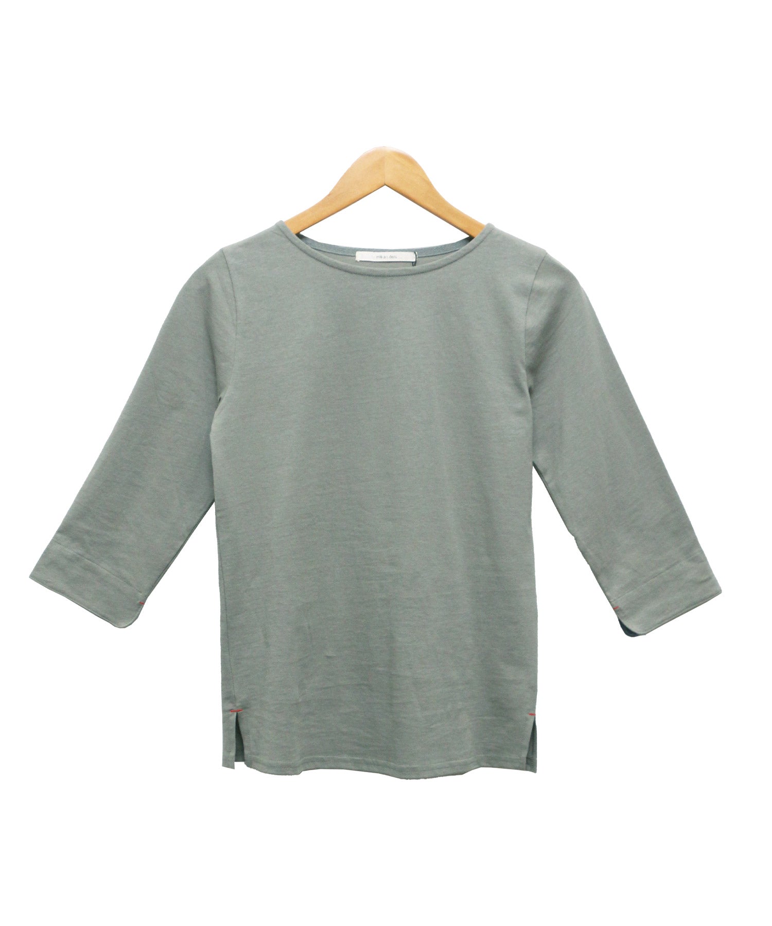 ミリアンデニ mili an deni 7分袖袖シャンブレー切替Tシャツ