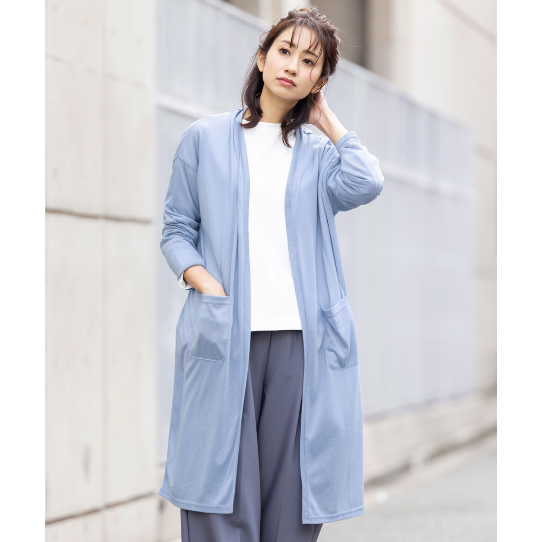 ミリアンデニ mili an deni UVロングカーディガン,サックス