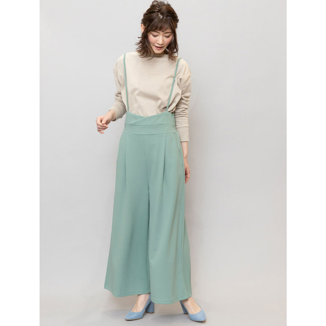 ミリアンデニ mili an deni ペアスキンサロペット,エメラルドグリーン