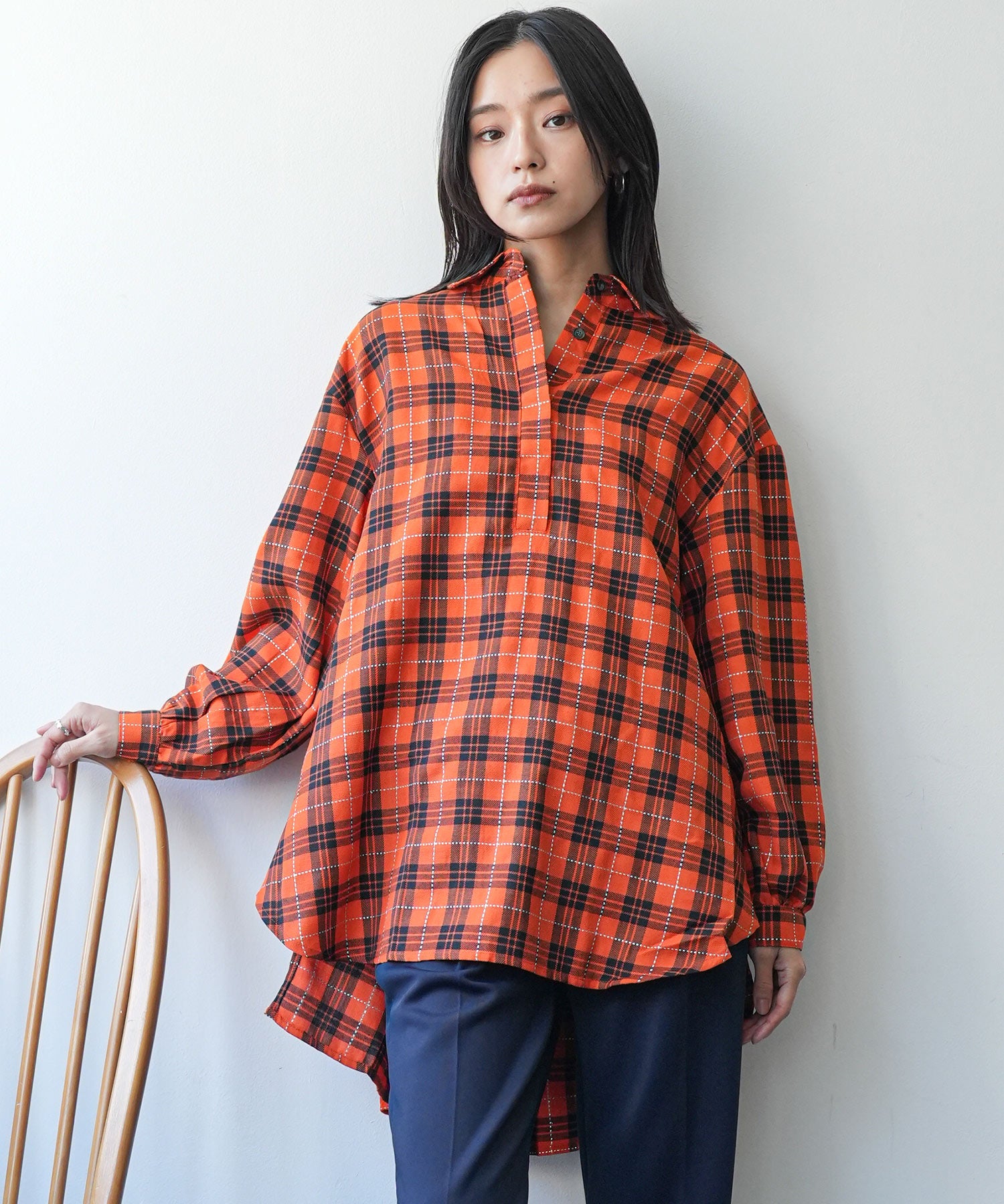 ミリアンデニ mili an deni チェックバックタックシャツ