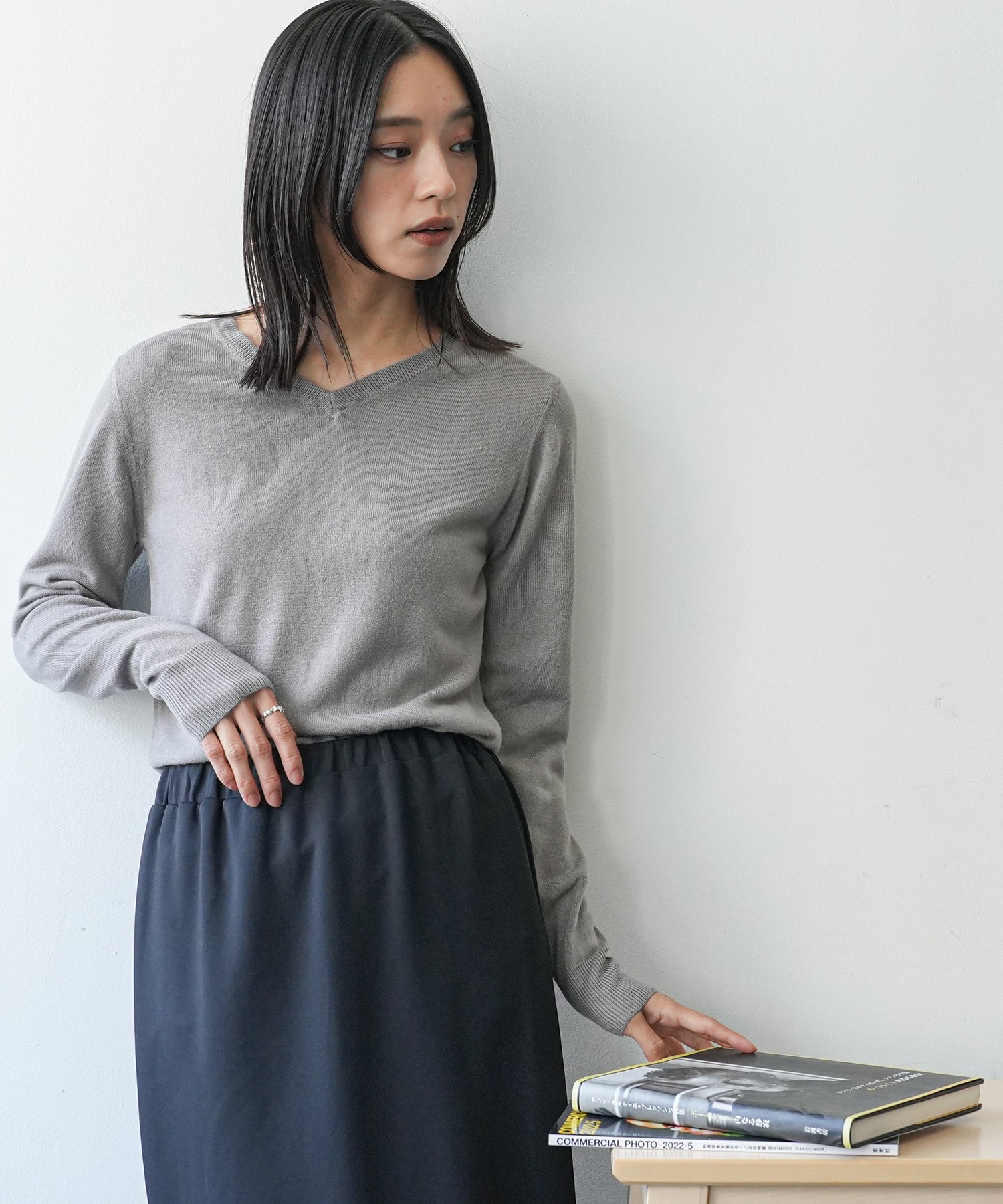 ミリアンデニ mili an deni カシミアタッチVネックニットセーター