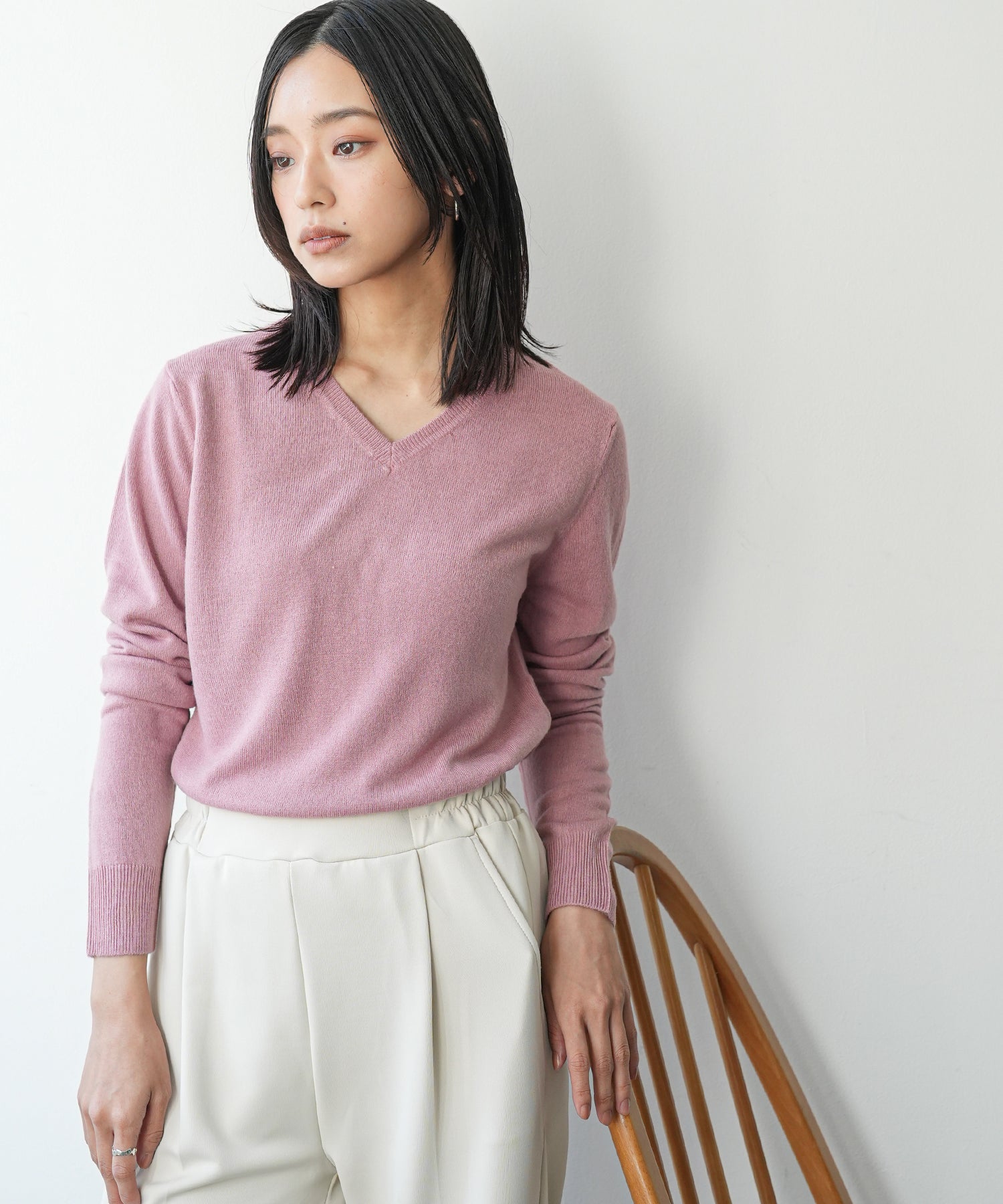 ミリアンデニ mili an deni カシミアタッチVネックニットセーター