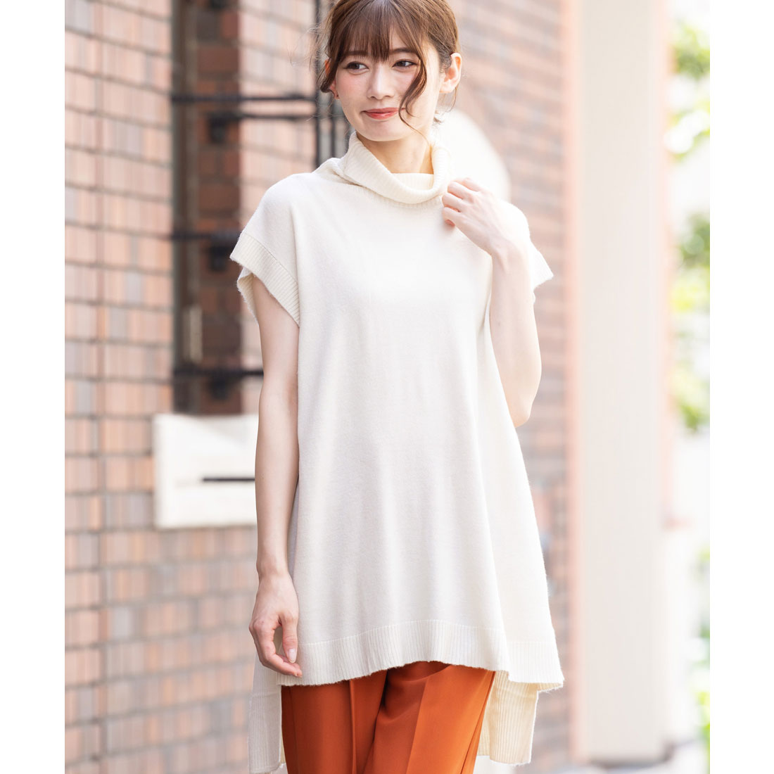 mili an deni Cashmere touch oversized turtleneck vest