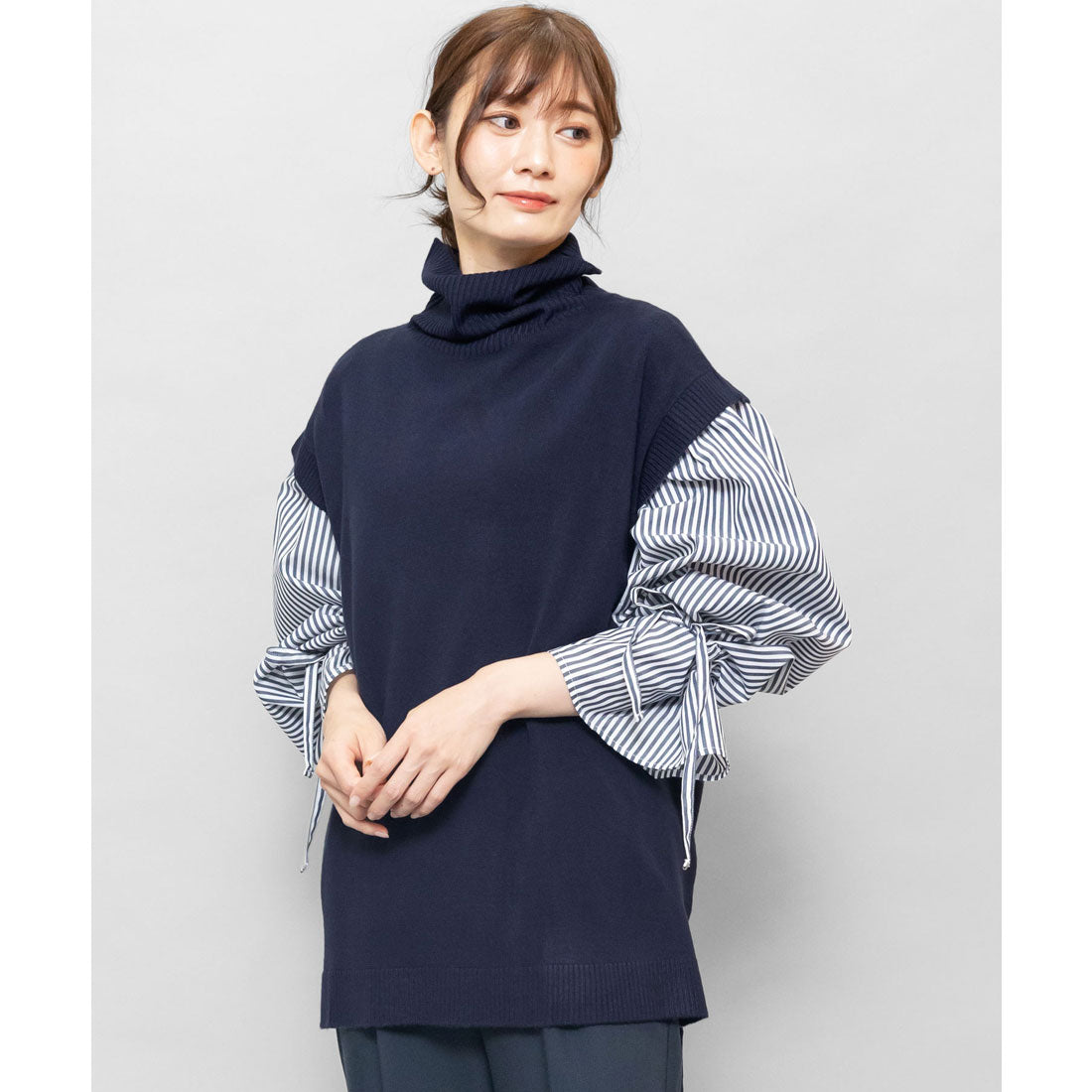 mili an deni Cashmere touch oversized turtleneck vest