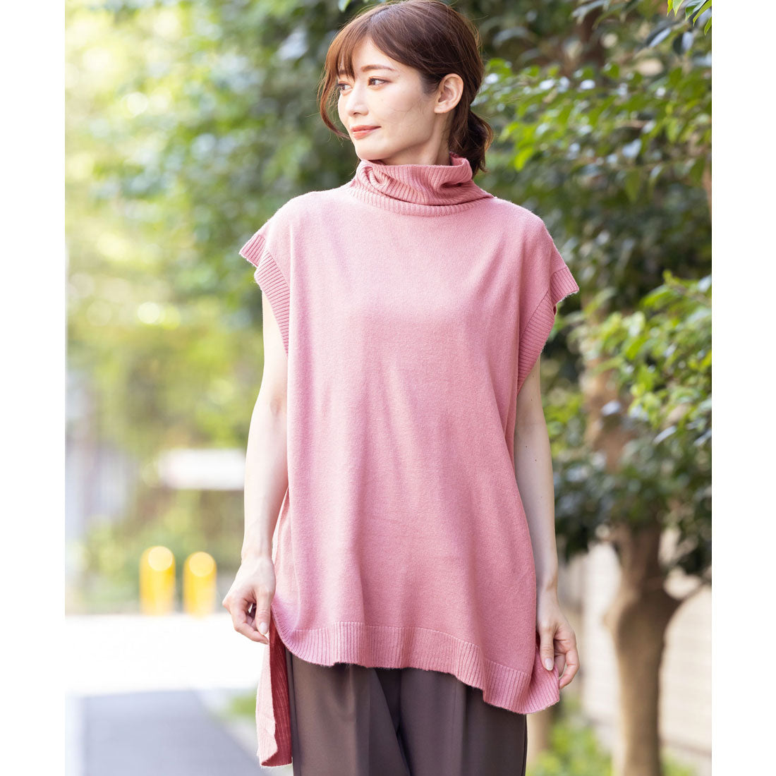mili an deni Cashmere touch oversized turtleneck vest