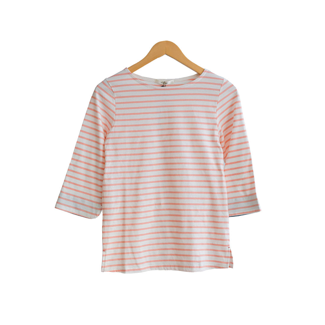 ミリアンデニ mili an deni 7分袖袖シャンブレー切替Tシャツ