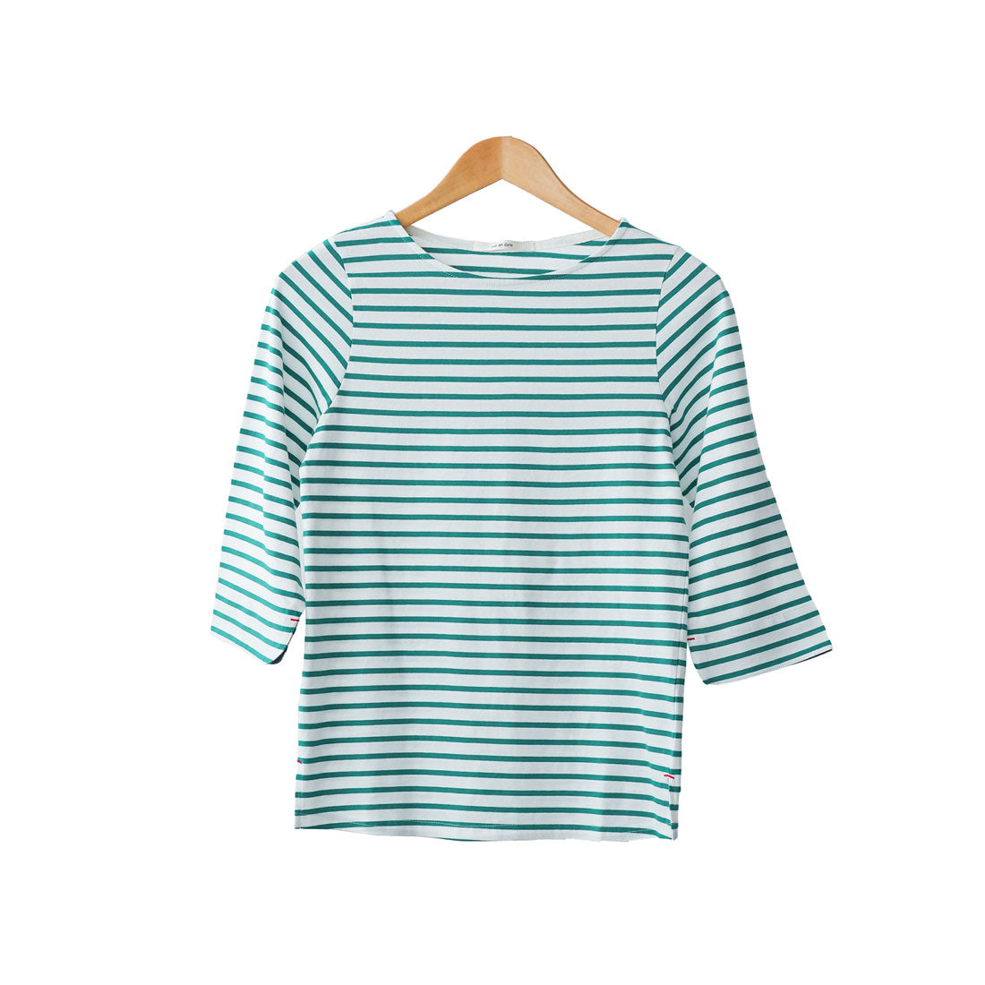 ミリアンデニ mili an deni 7分袖袖シャンブレー切替Tシャツ