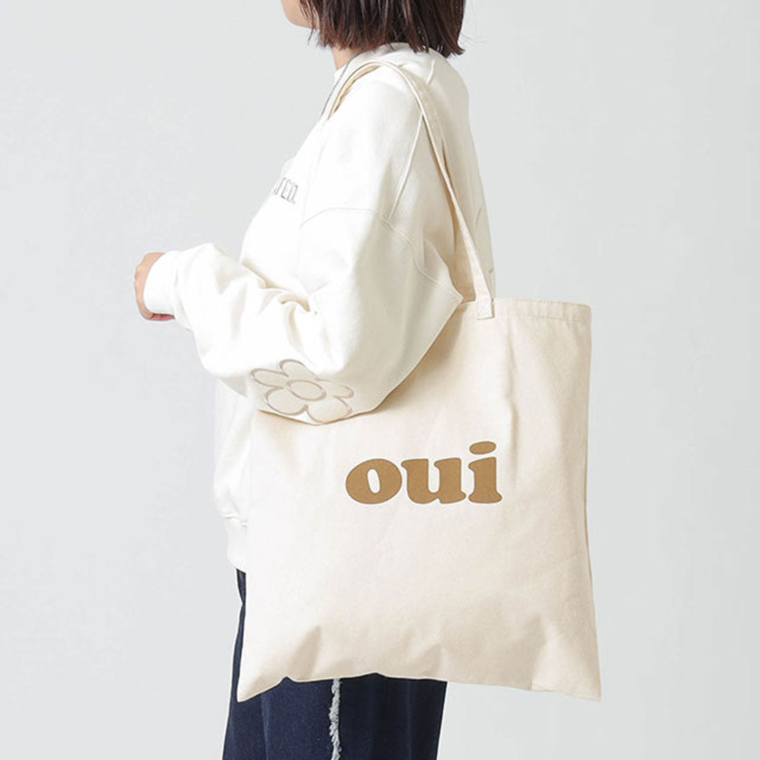 ミルクフェド MILKFED. × mischiefstyle FLAT LIGHTTOTE COOPER OUI LOGO 白色 [103244053007]