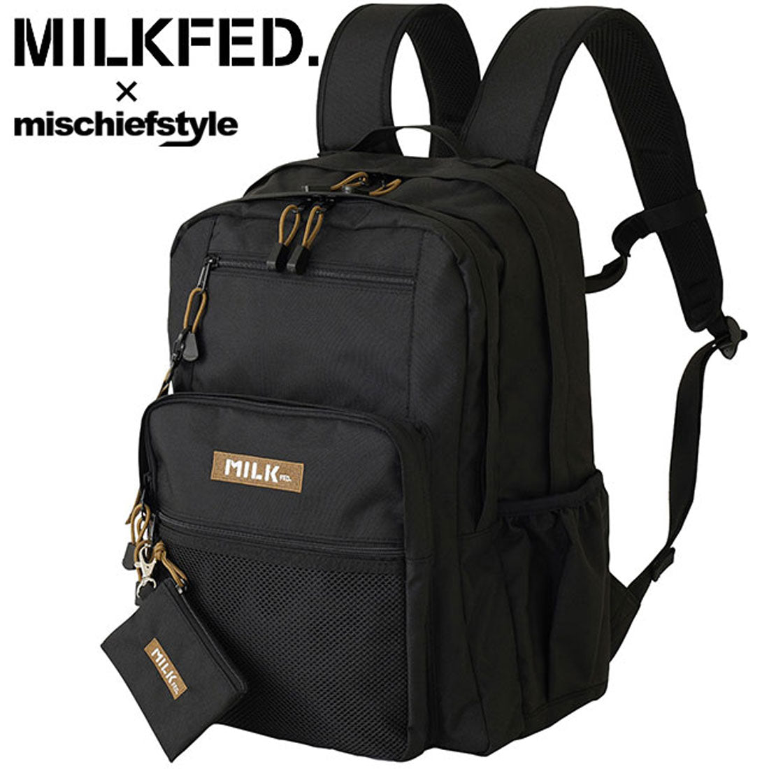 ミルクフェド MILKFED. × mischiefstyle W ZIP BACKPACK BLACK [103244053006]