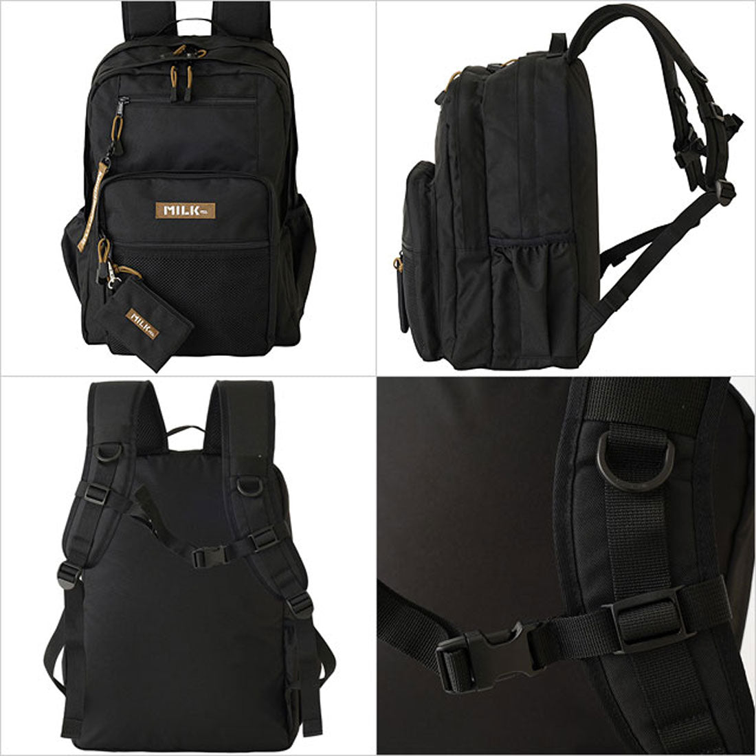 ミルクフェド MILKFED. × mischiefstyle W ZIP BACKPACK BLACK [103244053006]