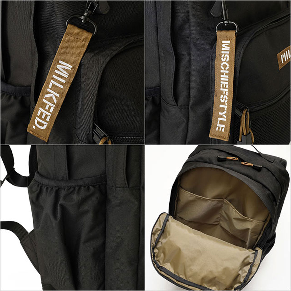 ミルクフェド MILKFED. × mischiefstyle W ZIP BACKPACK BLACK [103244053006]