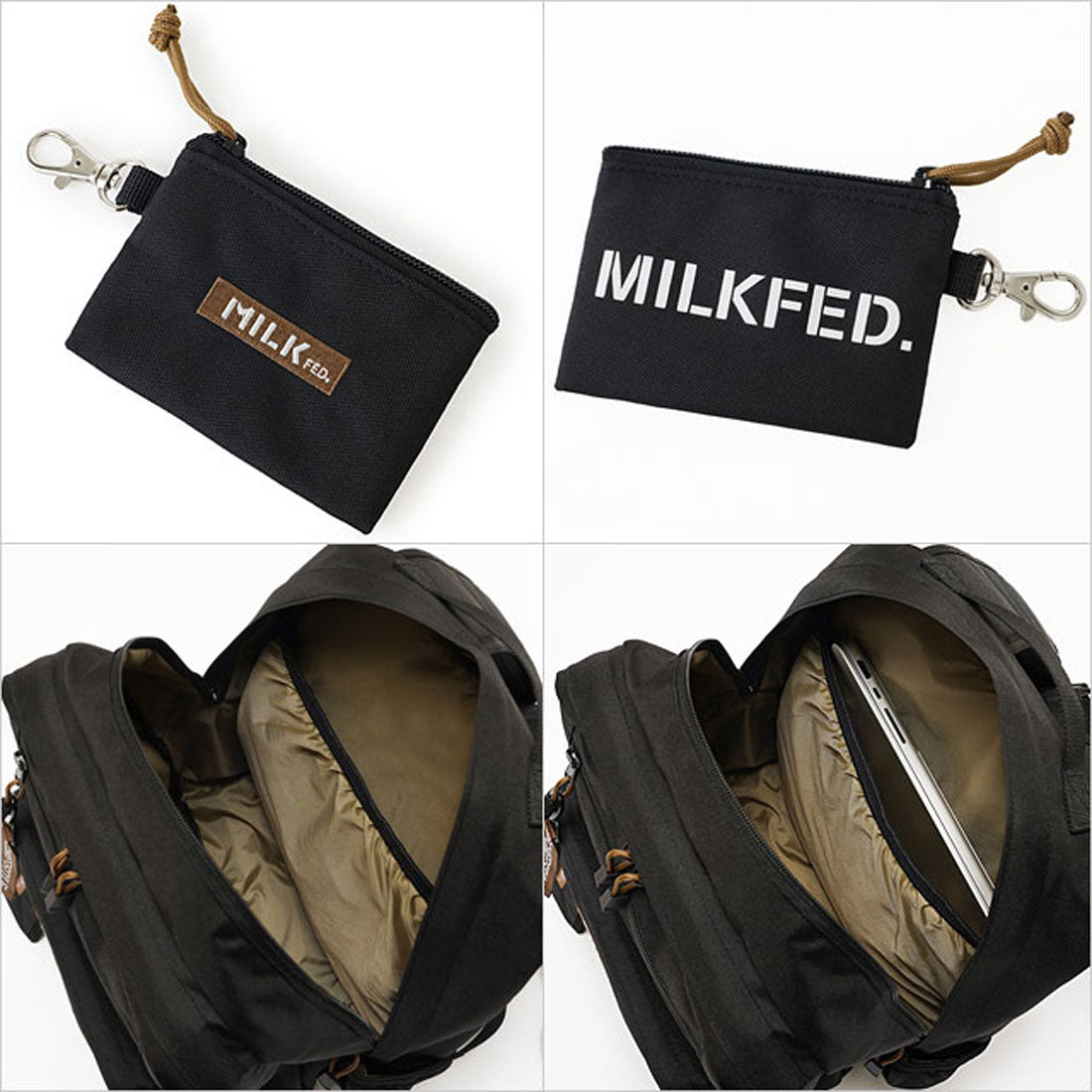 ミルクフェド MILKFED. × mischiefstyle W ZIP BACKPACK BLACK [103244053006]