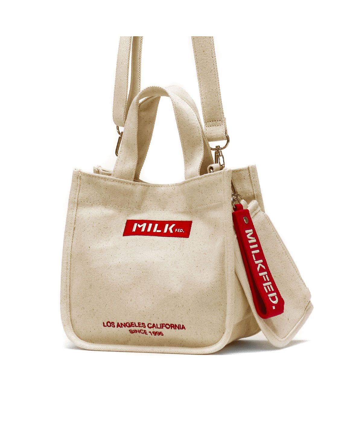 ミルクフェド MILKFED. ミルクフェド ショルダーバッグ MILKFED. EMBROIDERED BAR MINI SHOULDER BAG W/STRAP 103213053009 （レッド） レッド