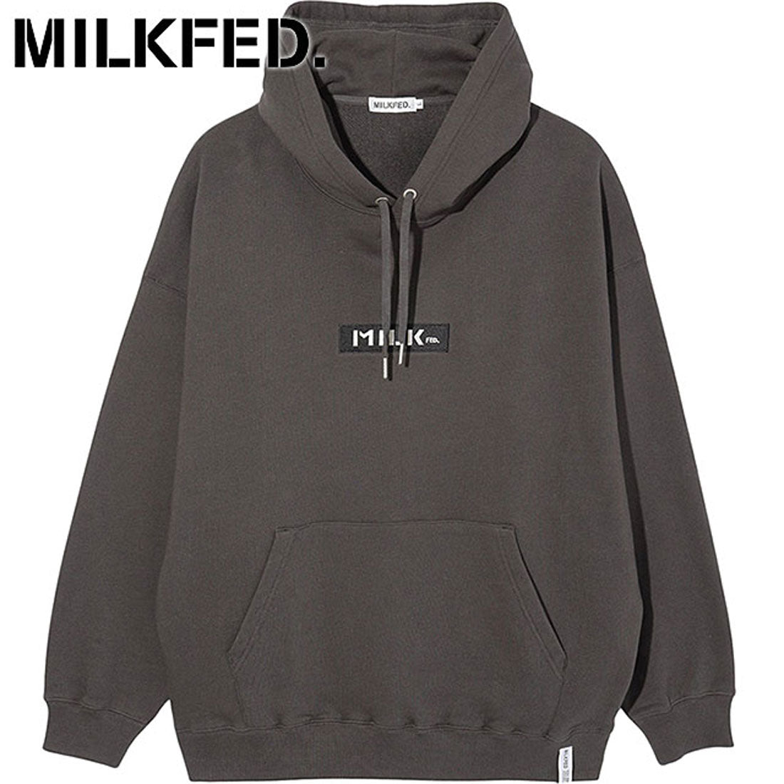 ミルクフェド MILKFED. BAR LOGO BASIC SWEAT HOODIE CHARCOAL [103243012005],CHARCOAL