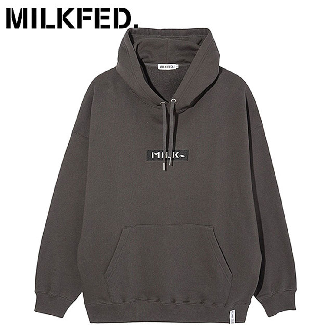 ミルクフェド MILKFED. BAR LOGO BASIC SWEAT HOODIE CHARCOAL [103243012005]