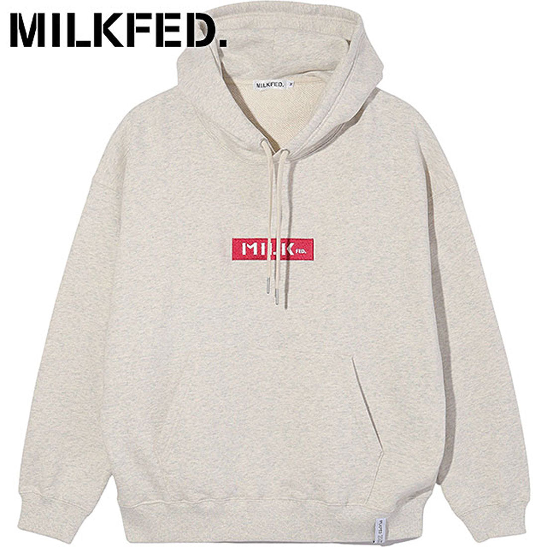 ミルクフェド MILKFED. BAR LOGO BASIC SWEAT HOODIE CHARCOAL [103243012005],OATMEAL