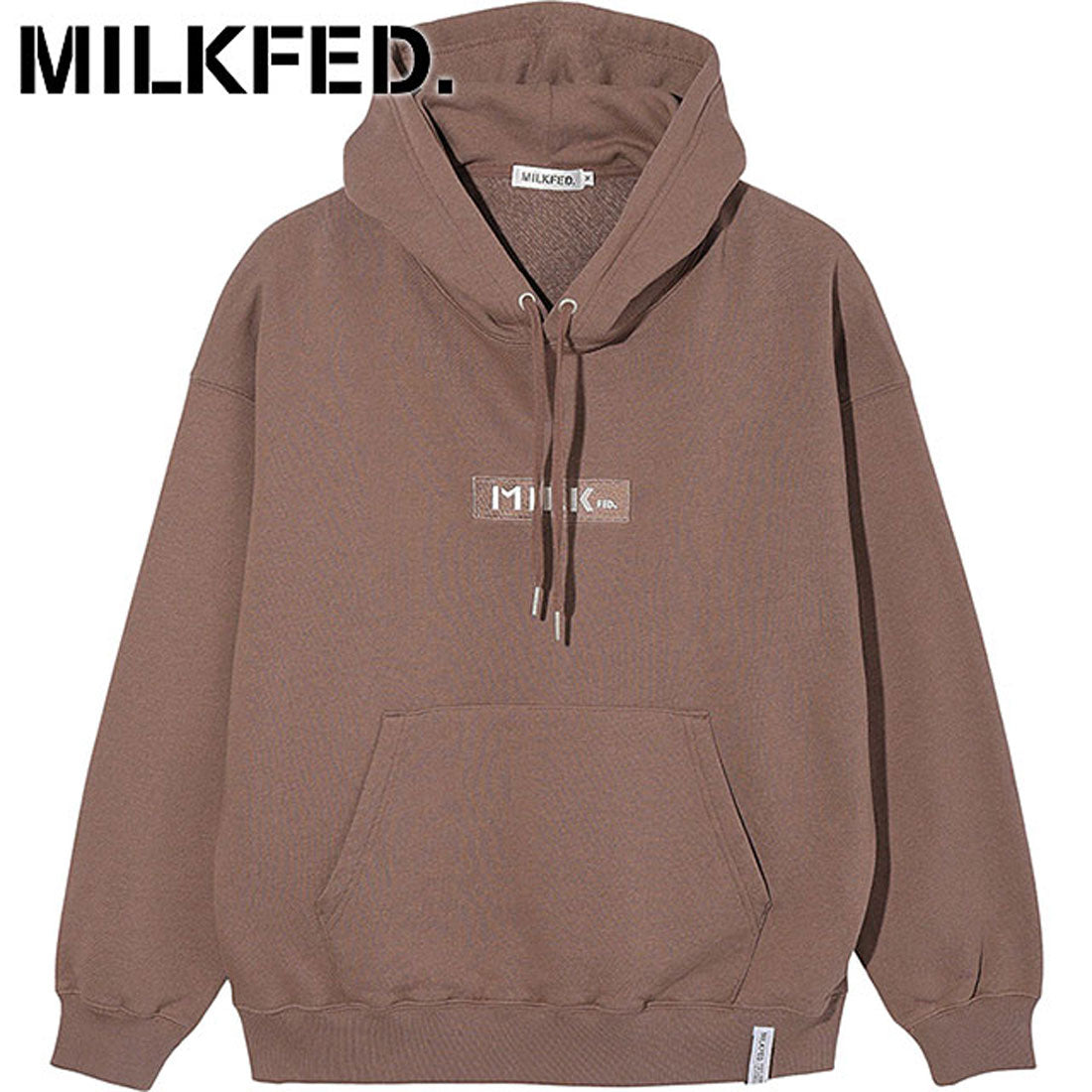ミルクフェド MILKFED. BAR LOGO BASIC SWEAT HOODIE CHARCOAL [103243012005],BROWN