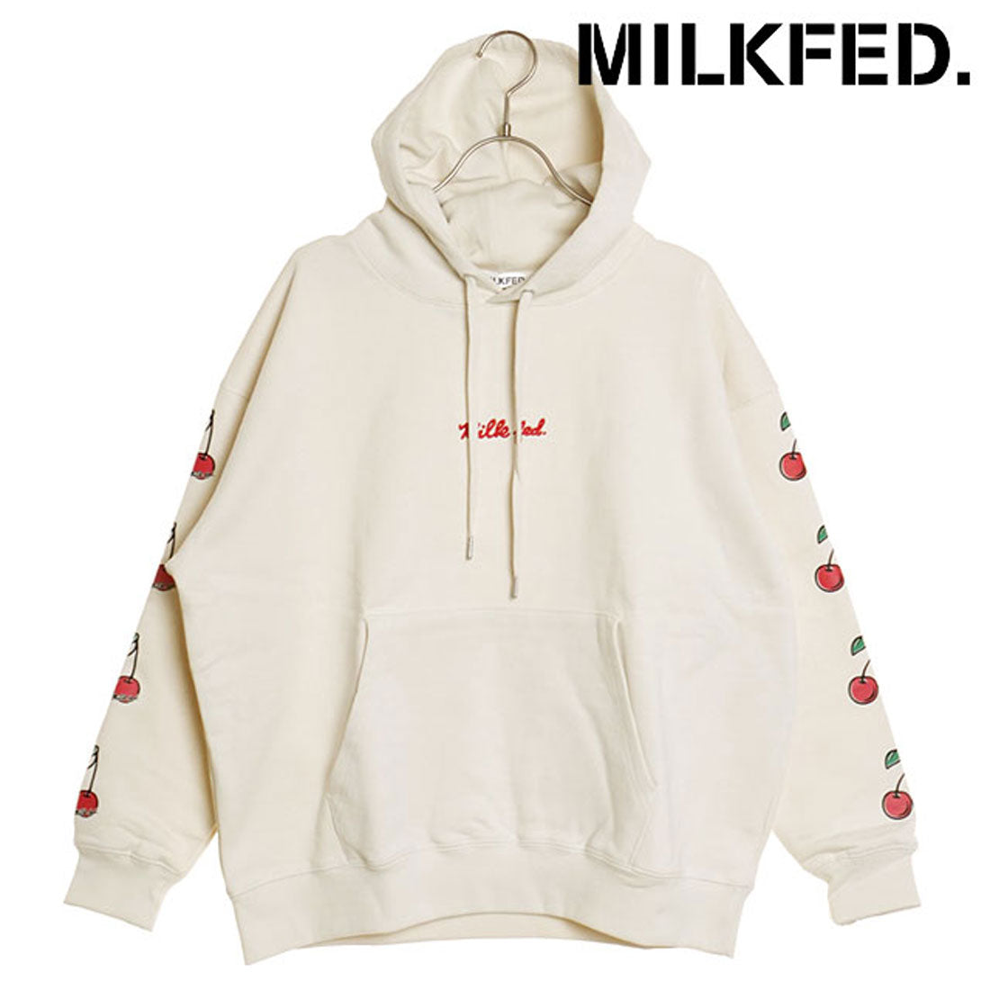 ミルクフェド MILKFED. SIDE CHERRIES SWEAT HOODIE OFF-WHITE [103251012001]