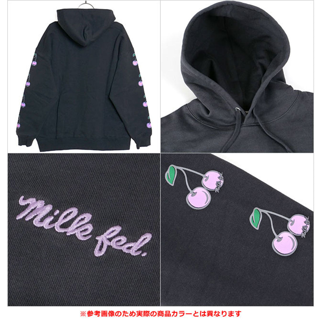 ミルクフェド MILKFED. SIDE CHERRIES SWEAT HOODIE OFF-WHITE [103251012001]