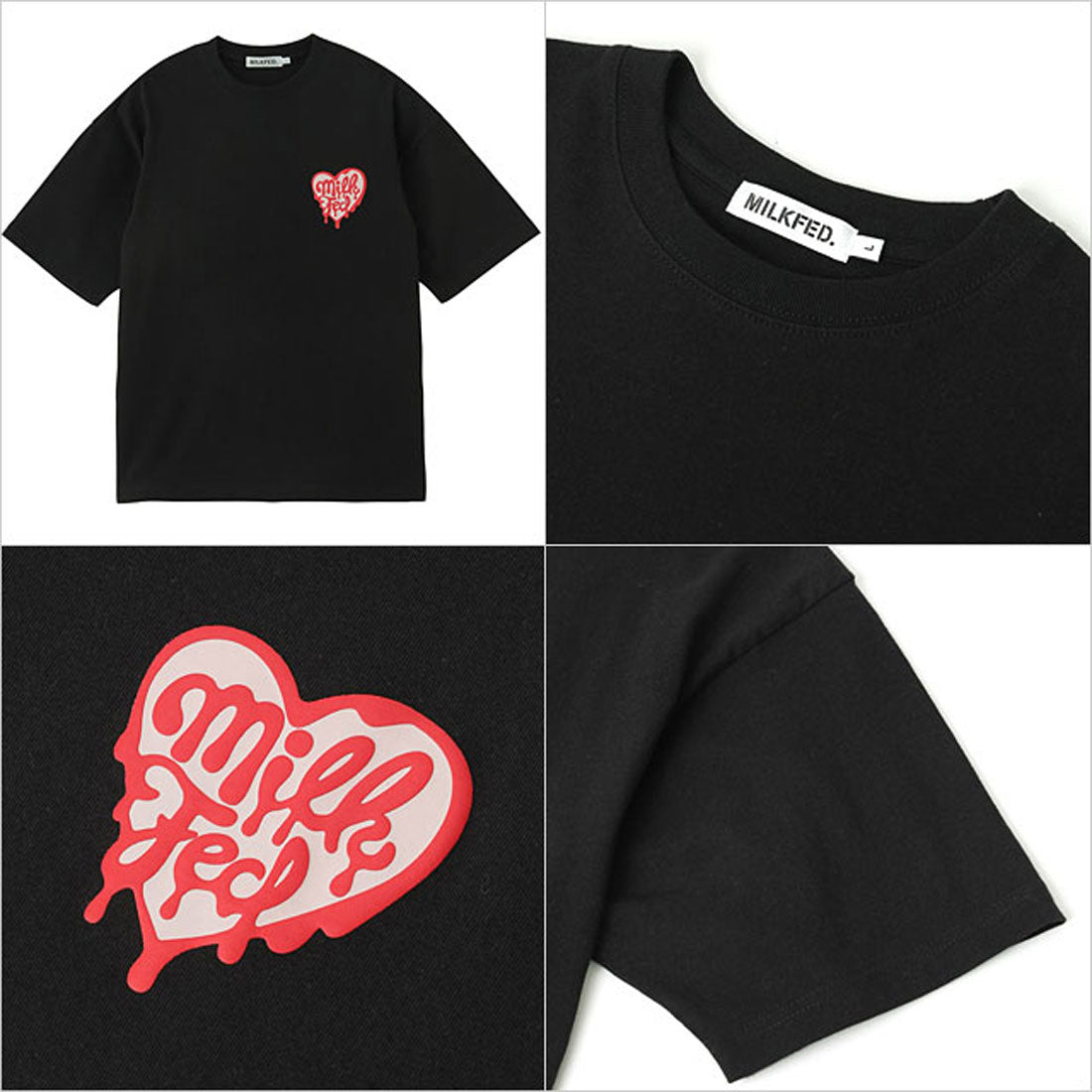 ミルクフェド MILKFED. MELTY HEART FOAM PRINT WIDE S/S TEE BLACK [103252011006 SU25] （BLACK） BLACK