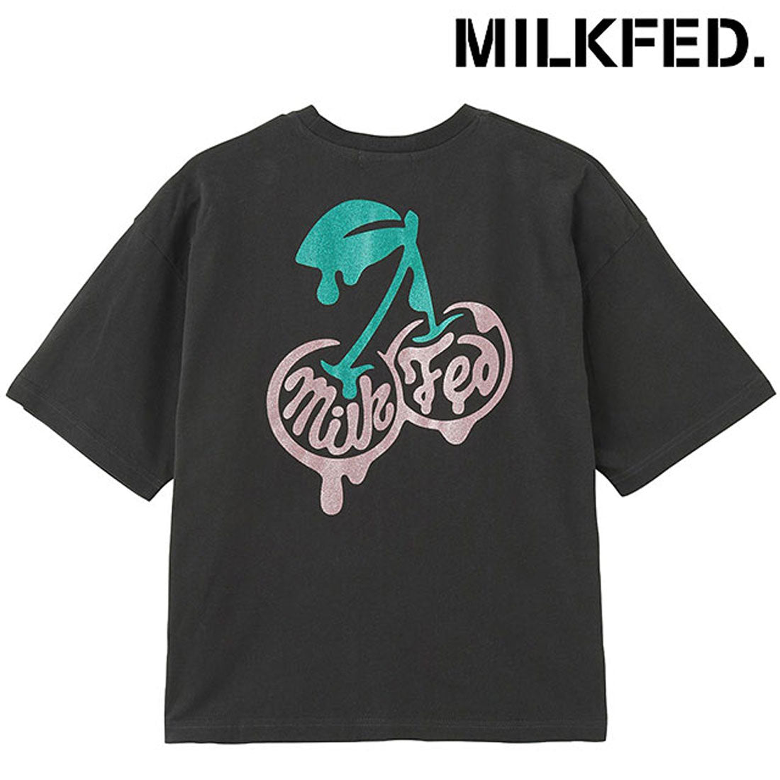 ミルクフェド MILKFED. GLITTER MELTY CHERRIES S/S TEE CHARCOAL [103252011005 SU25] （CHARCOAL） CHARCOAL