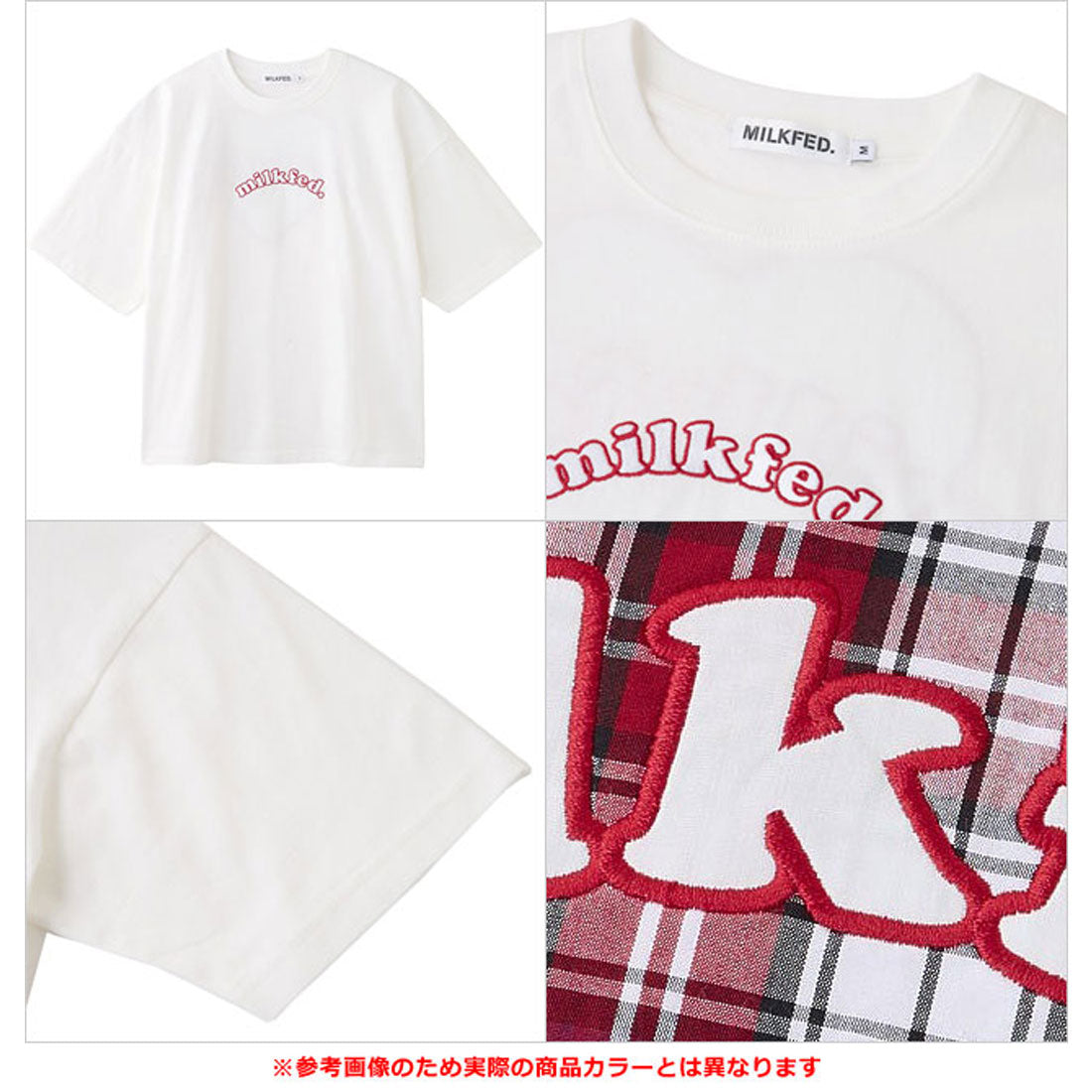 ミルクフェド MILKFED. PLAID HEART WIDE S/S TEE LtPINK [103252011009 SU25] （LtPINK） LtPINK
