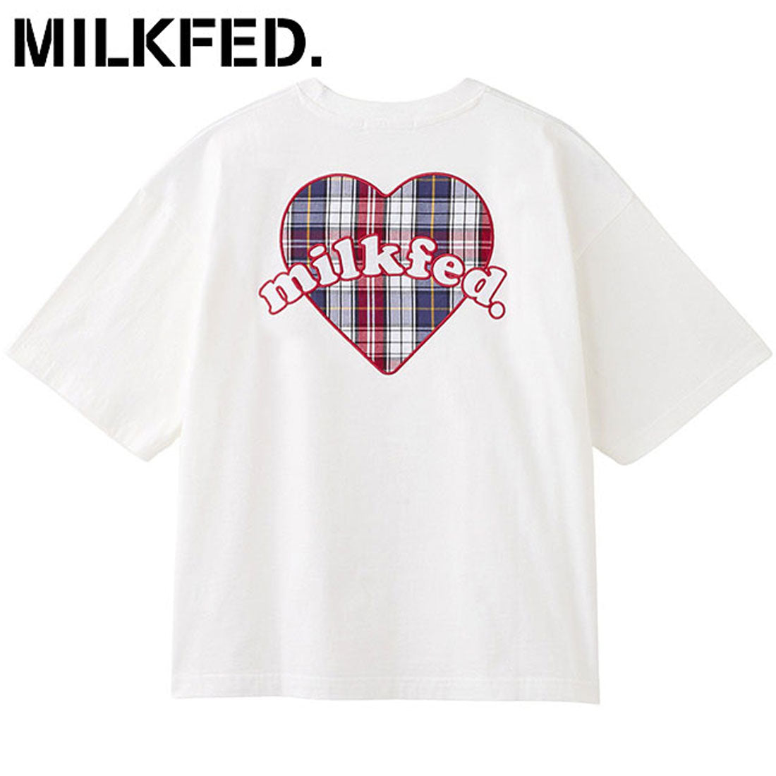 ミルクフェド MILKFED. PLAID HEART WIDE S/S TEE WHITE [103252011009 SU25] （WHITE） WHITE