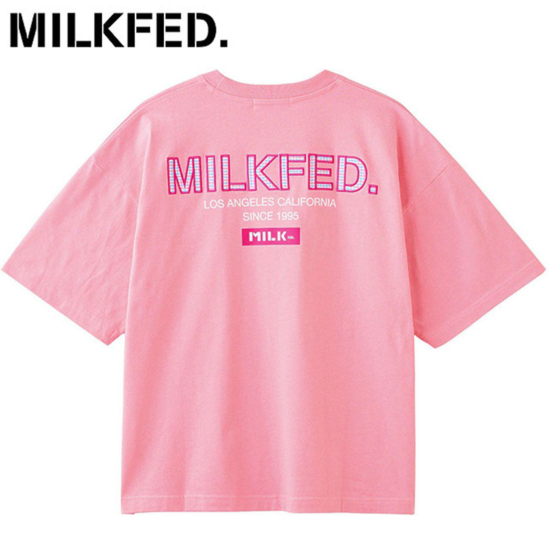 ミルクフェド MILKFED. PLAID LOGO WIDE S/S TEE LtPINK [103252011010 SU25] （LtPINK） LtPINK