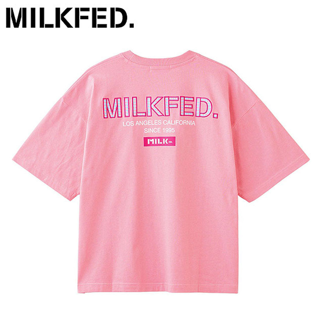 ミルクフェド MILKFED. PLAID LOGO WIDE S/S TEE LtPINK [103252011010 SU25] （LtPINK） LtPINK