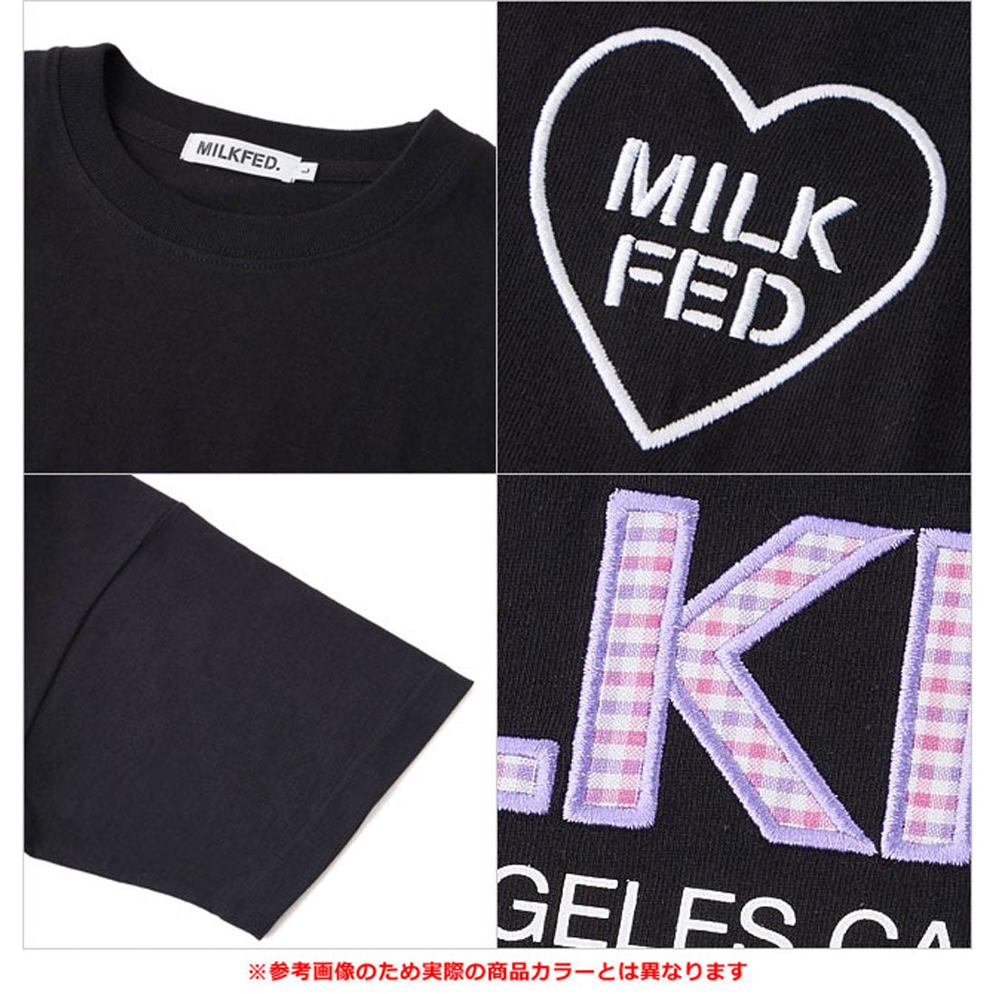 ミルクフェド MILKFED. PLAID LOGO WIDE S/S TEE LtPINK [103252011010 SU25] （LtPINK） LtPINK