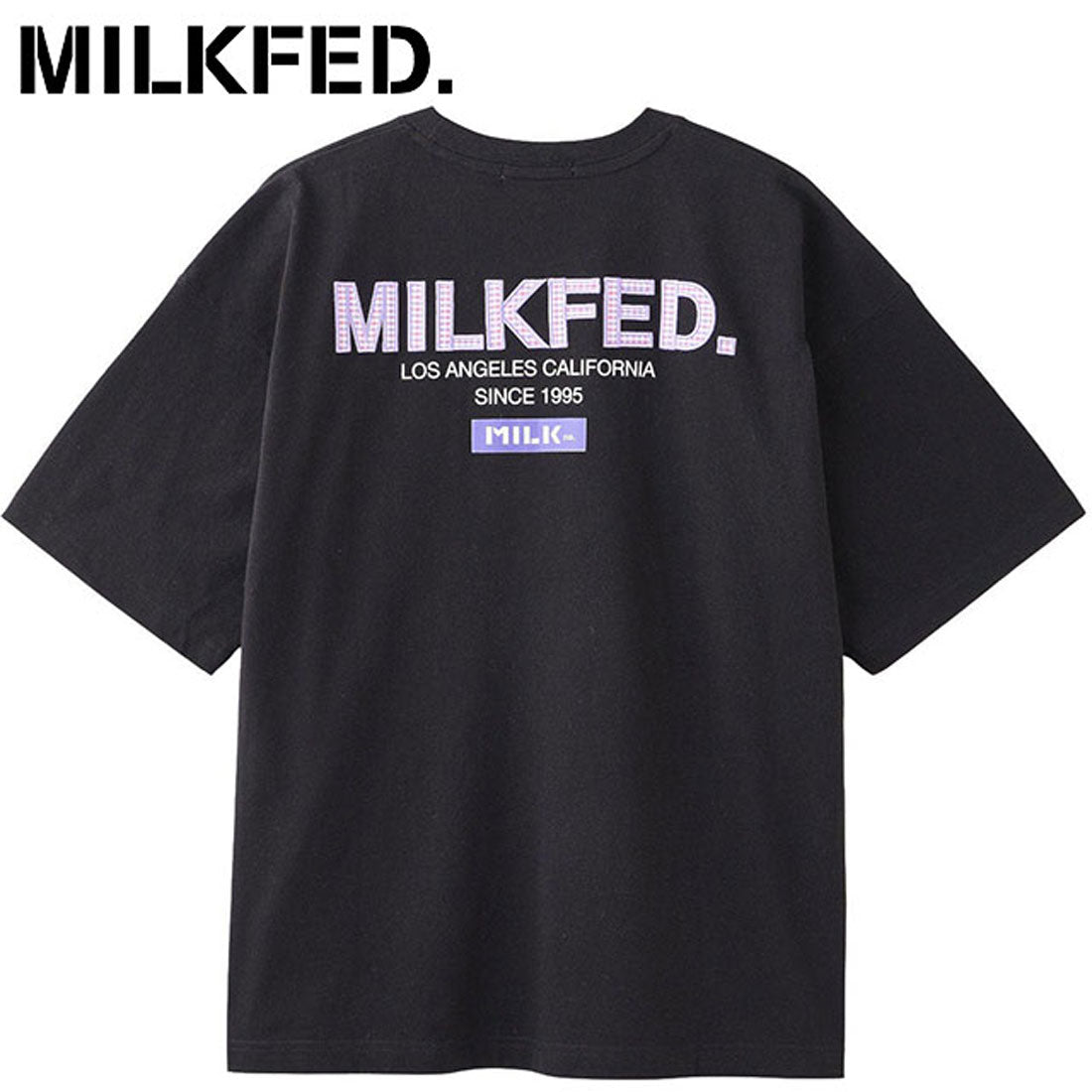 ミルクフェド MILKFED. PLAID LOGO WIDE S/S TEE BLACK [103252011010 SU25] （BLACK） BLACK