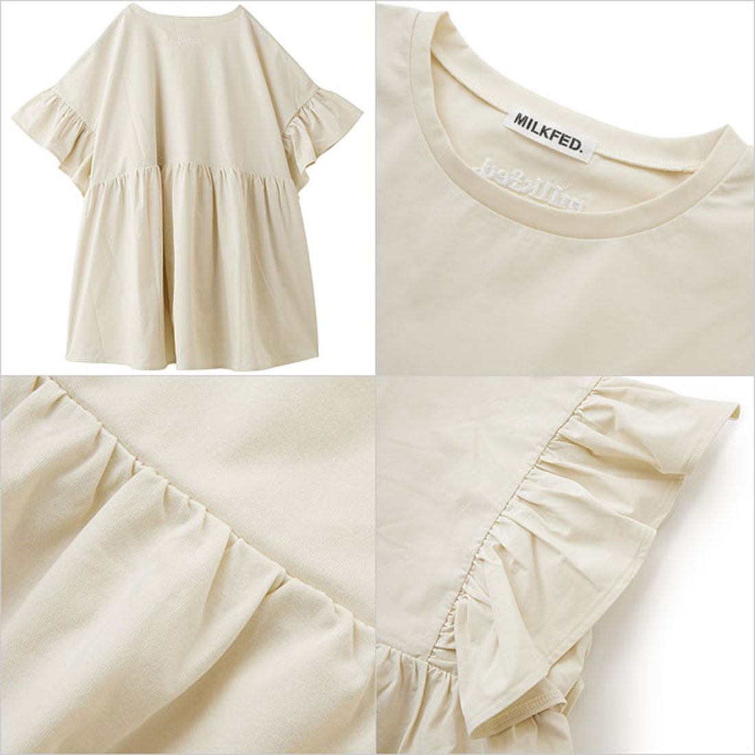 ミルクフェド MILKFED. ×OP RUFFLE TUNIC BEIGE [103252013006 SU25] （BEIGE） BEIGE