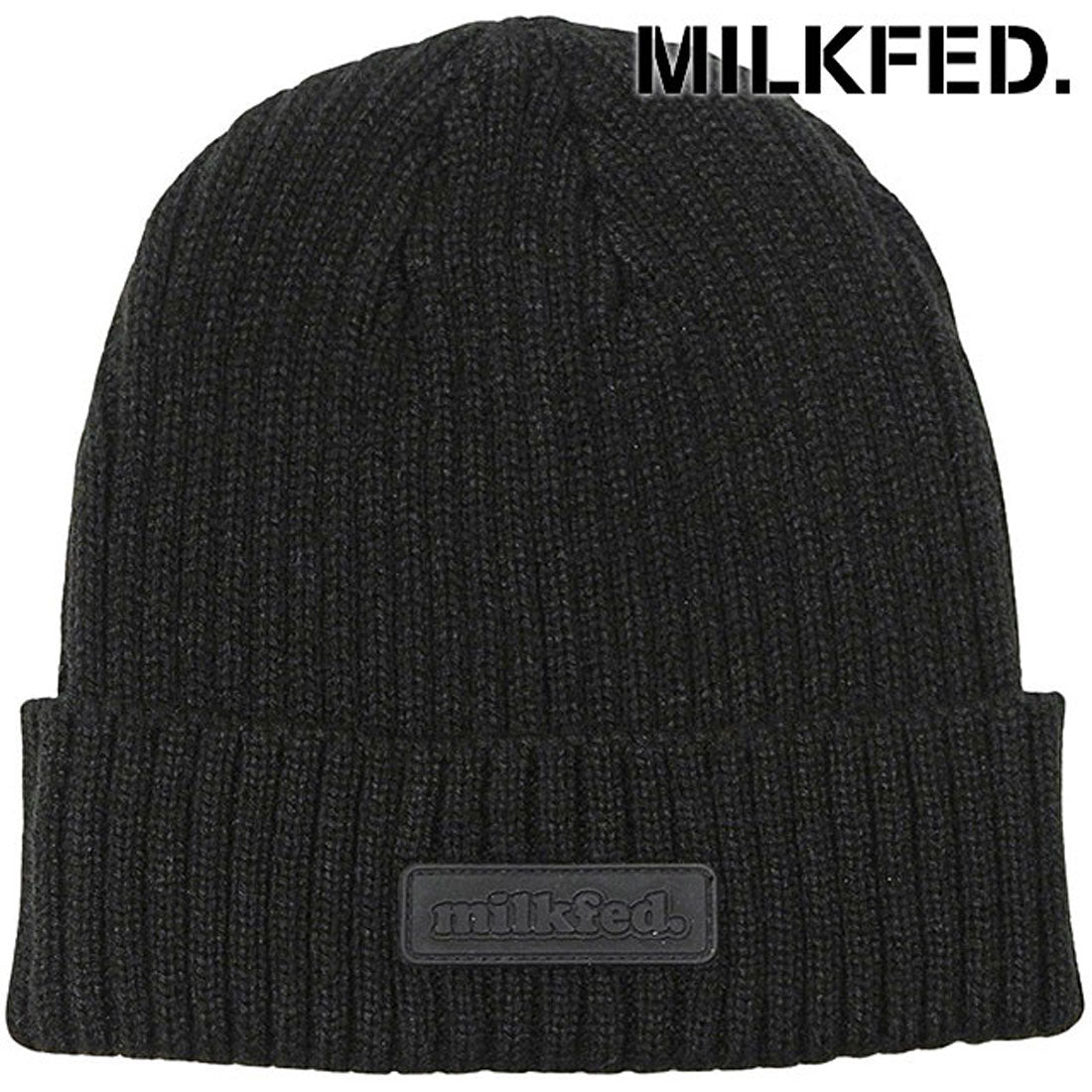 ミルクフェド MILKFED. RUBBER PATCH KNIT CAP BLACK [103253051003] （BLACK） BLACK