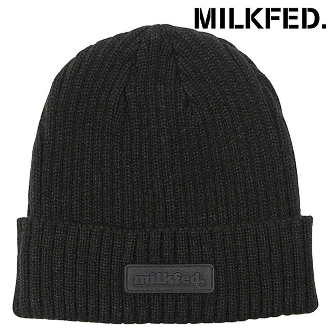 ミルクフェド MILKFED. RUBBER PATCH KNIT CAP BLACK [103253051003] （BLACK） BLACK