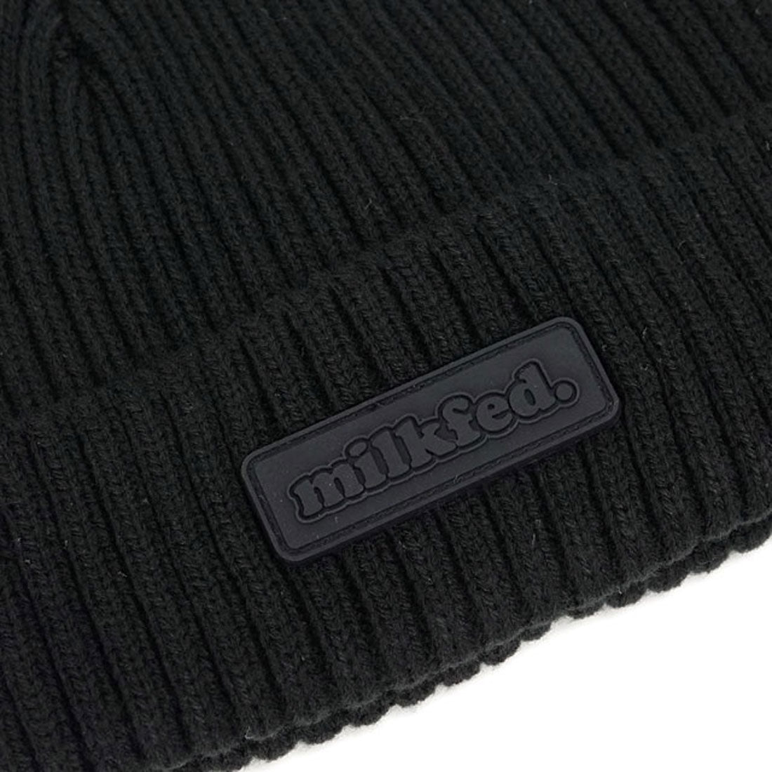 ミルクフェド MILKFED. RUBBER PATCH KNIT CAP BLACK [103253051003] （BLACK） BLACK