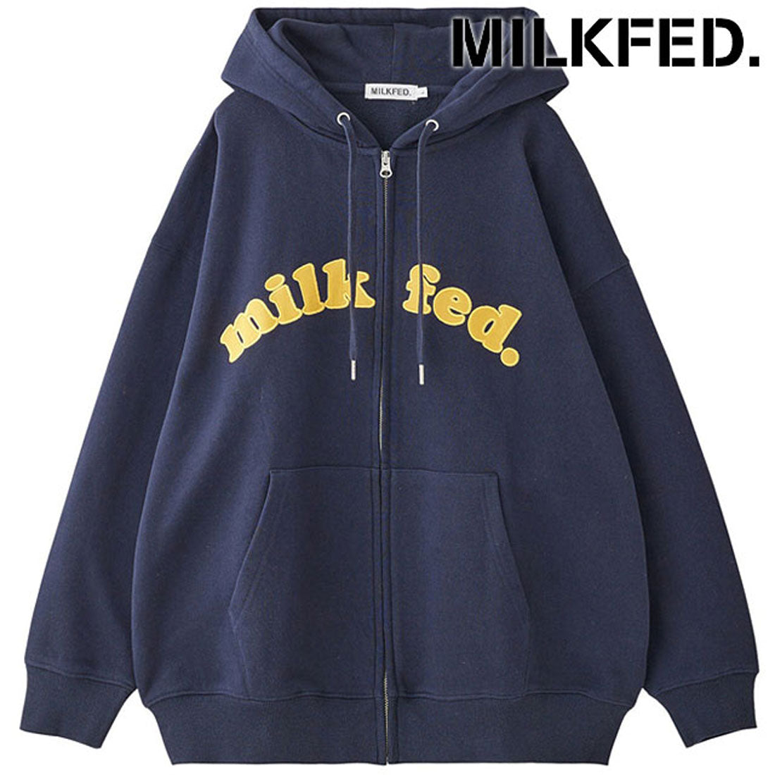 ミルクフェド MILKFED. ARCH COOPER LOGO ZIP UP HOODIE NAVY [103253012001] （NAVY） NAVY