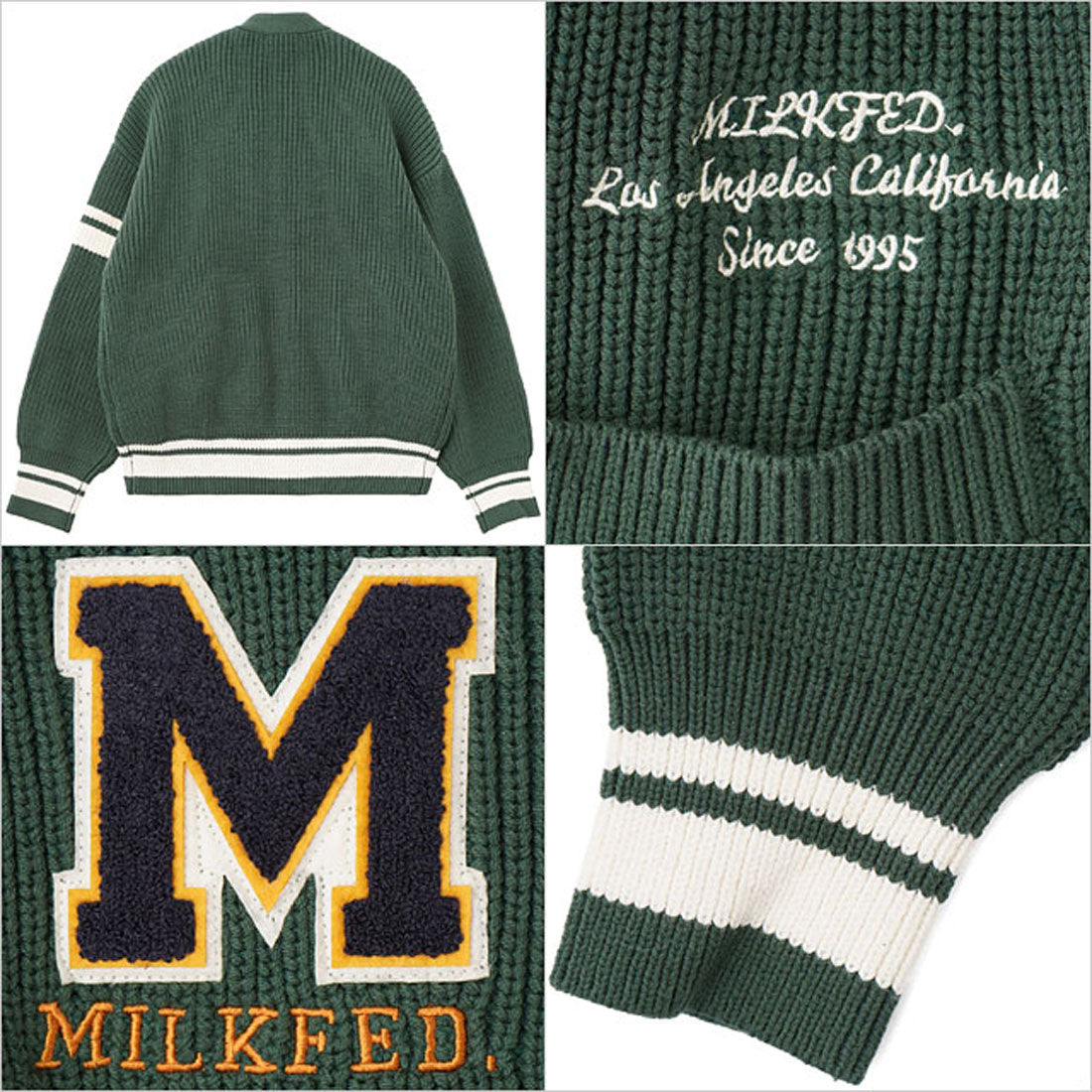 Milkfed. College Cardigan Green [103253015004 FW25]