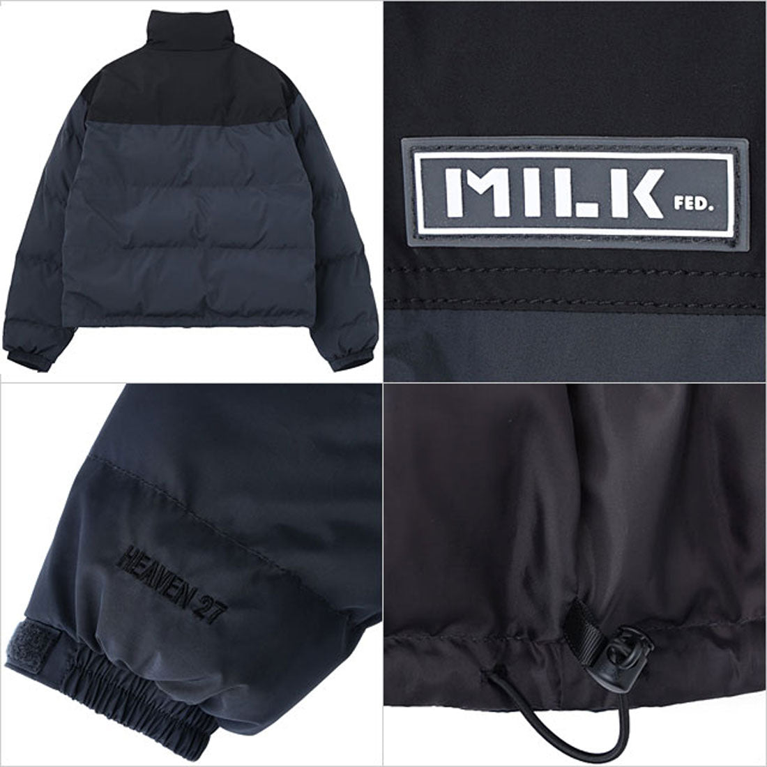 MILKFED. BAR PATCH PUFFER JACKET black [103254021004]