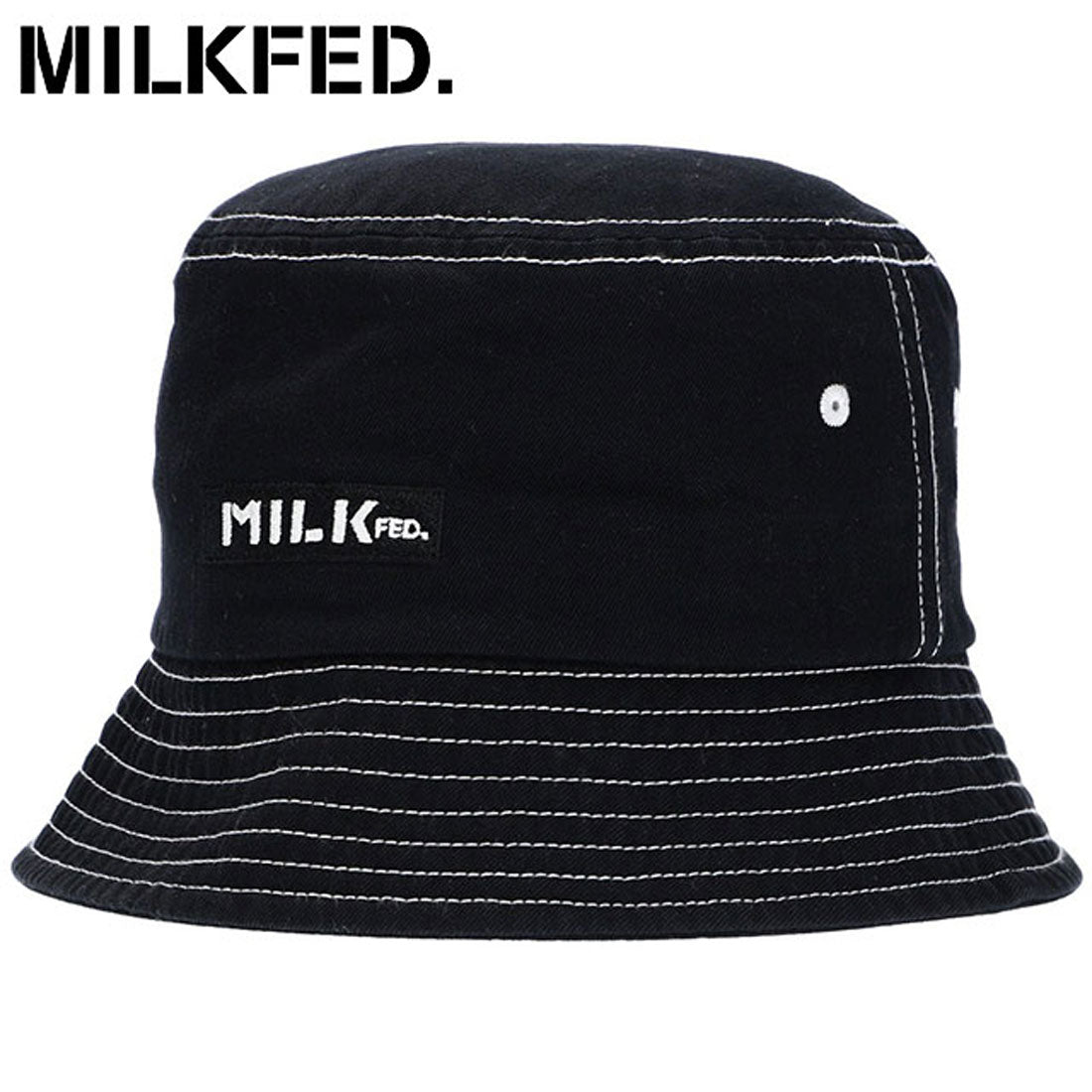 ミルクフェド MILKFED. EMBROIDERRED BAR LOGO BUCKET HAT OFF-WHITE [103243051006 FW24]