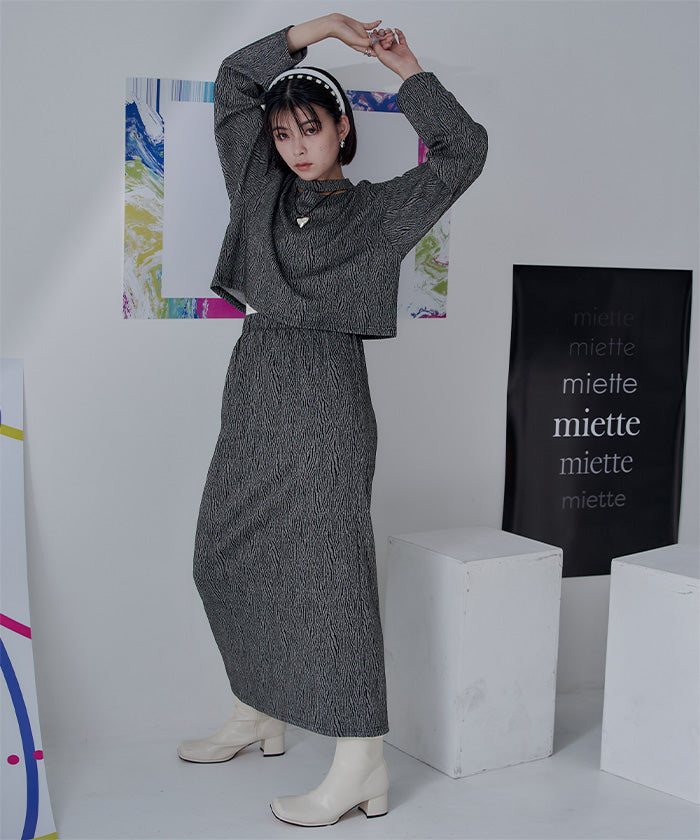 ミエット miette ゼブラ柄ショートプルオーバー （ベージュ） ベージュ