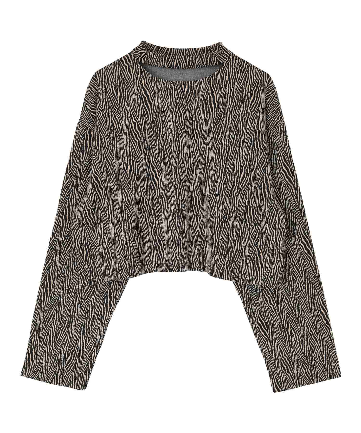 ミエット miette ゼブラ柄ショートプルオーバー （ベージュ） ベージュ