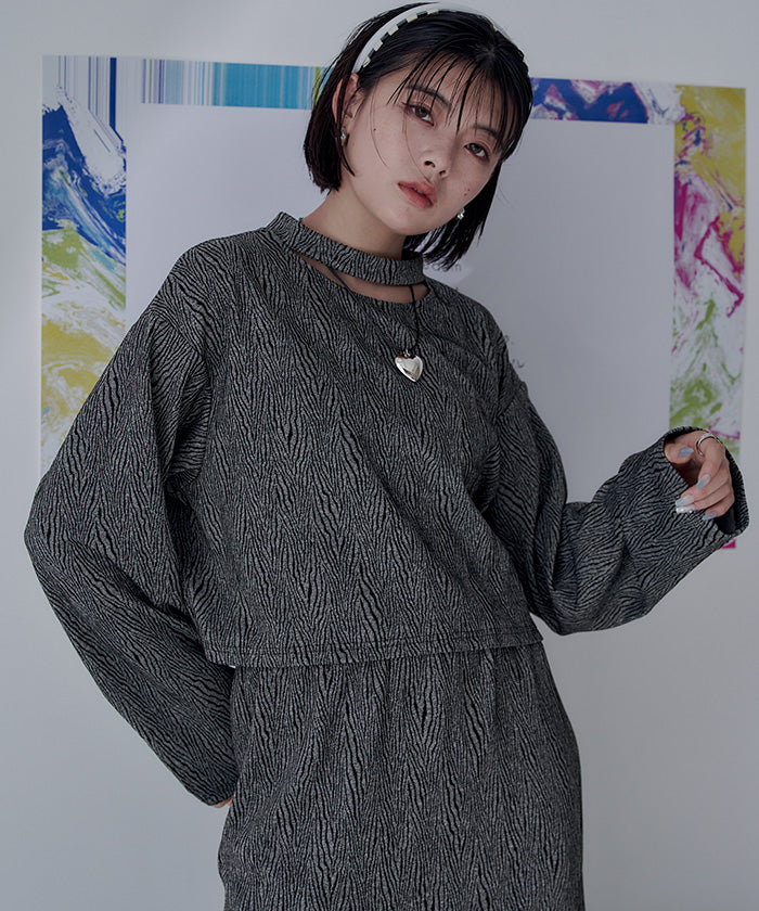 ミエット miette ゼブラ柄ショートプルオーバー （ベージュ） ベージュ