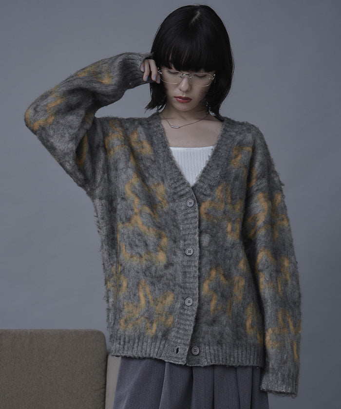 ミエット miette フラワージャガードニットカーディガン （レッド） レッド