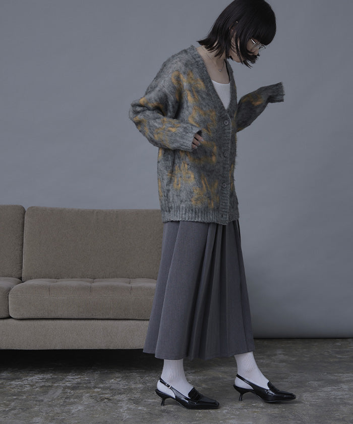 ミエット miette フラワージャガードニットカーディガン （レッド） レッド