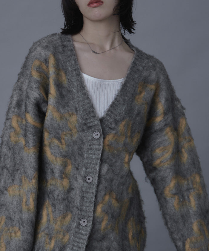 ミエット miette フラワージャガードニットカーディガン （レッド） レッド