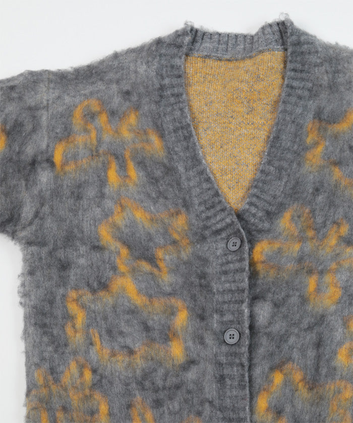 ミエット miette フラワージャガードニットカーディガン （レッド） レッド