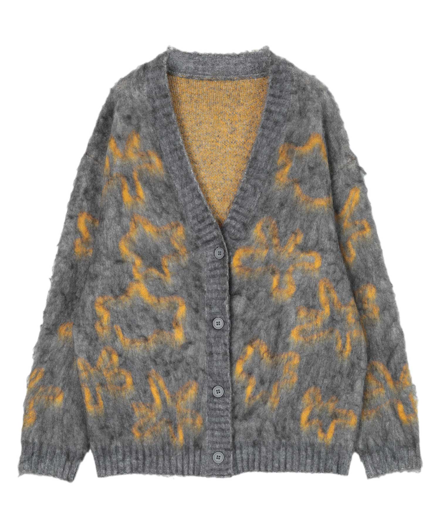 ミエット miette フラワージャガードニットカーディガン （レッド） レッド