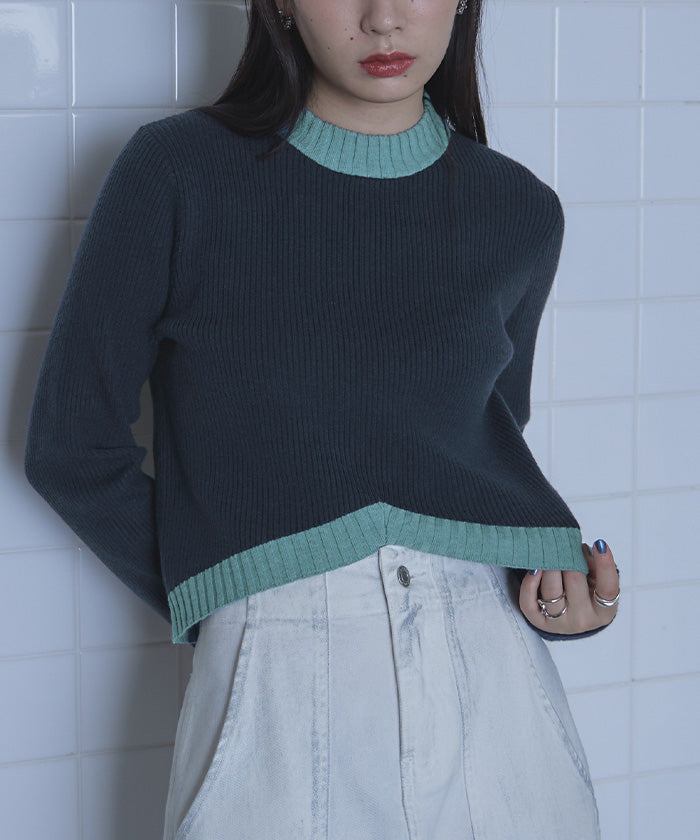 ミエット miette デザインヘムリブニット （レッド） レッド