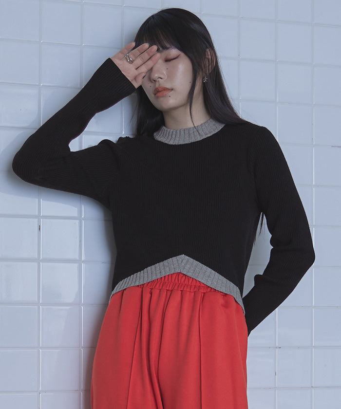 ミエット miette デザインヘムリブニット （レッド） レッド