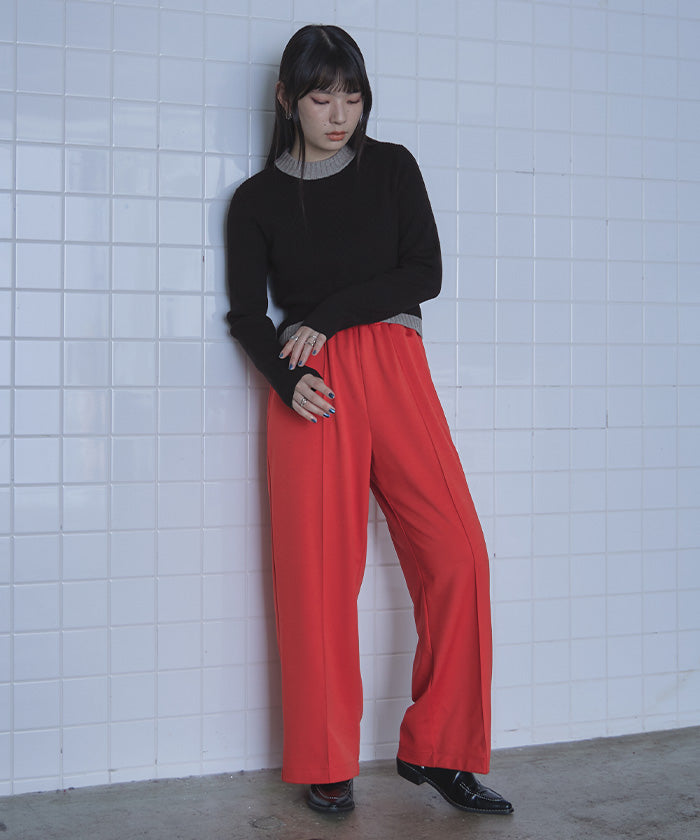 ミエット miette デザインヘムリブニット （レッド） レッド